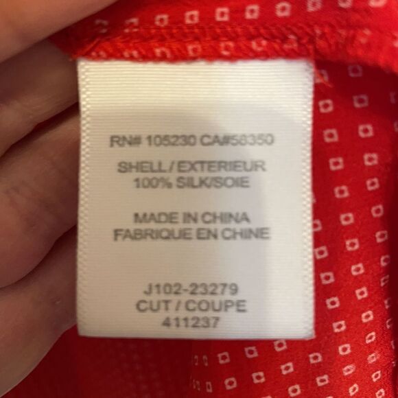 Joie Page Red & White Printed Silk Blouse - Picture 3 of 7